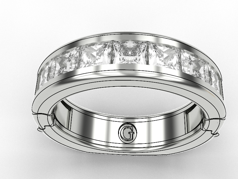 Goldfinger Signature Design 7 Stone Channel Gold Fit Luxury Men's Ring