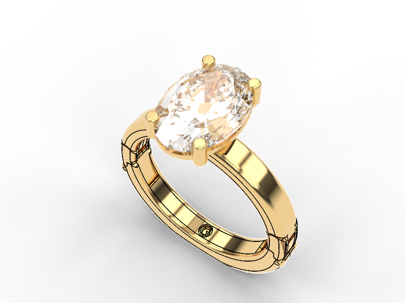 Oval Solitaire Gold Fit adjusting Luxury Ring