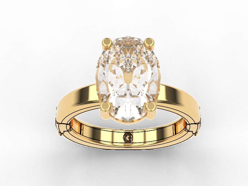 Oval Solitaire Gold Fit adjusting Luxury Ring