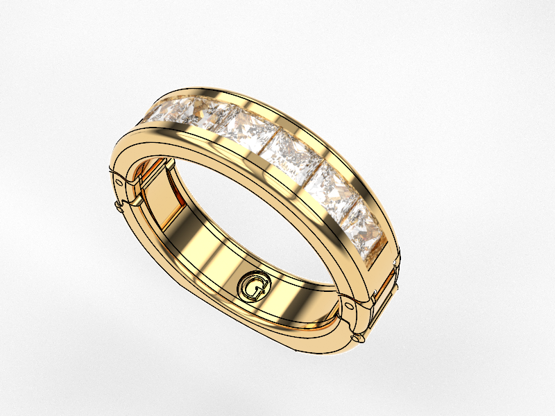 Goldfinger Signature Design 7 Stone Channel Gold Fit Luxury Men's Ring